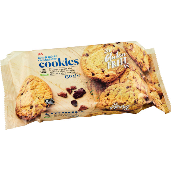 ICA Cookies Ljusa & Mörka Chokladbitar Glutenfria