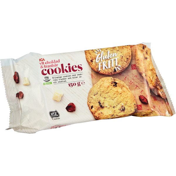 ICA Cookies Vit Choklad & Tranbär Glutenfria