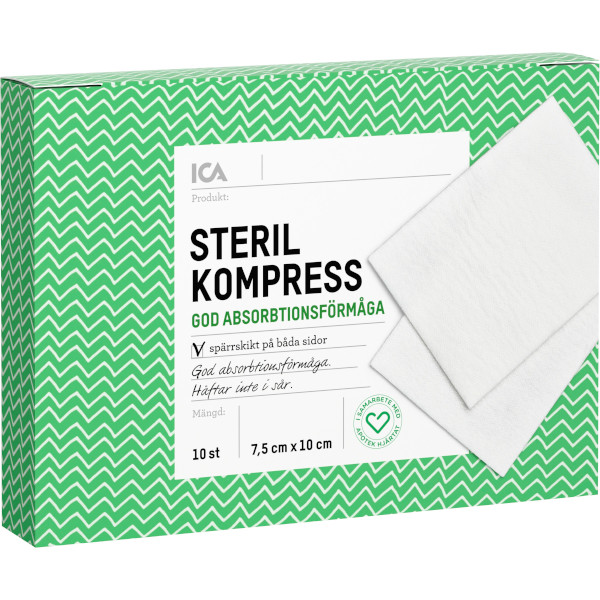 ICA Apotek Hjärtat Kompress Steril 7,5x10cm
