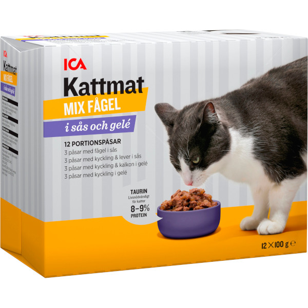 ICA Kattmat Bitar I Sås & Gelé Mix Fågel