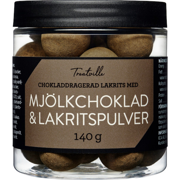 Treatville Chokladdragerad Lakrits Mjölkchoklad & Lakritspulver