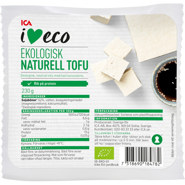 ICA I Love Eco Tofu Naturell Ekologisk