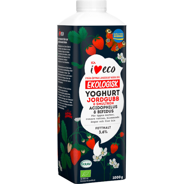 ICA I Love Eco Yoghurt Jordgubb & Smultron Ekologisk