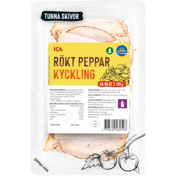 ICA Kyckling Rökt Peppar Tunna Skivor
