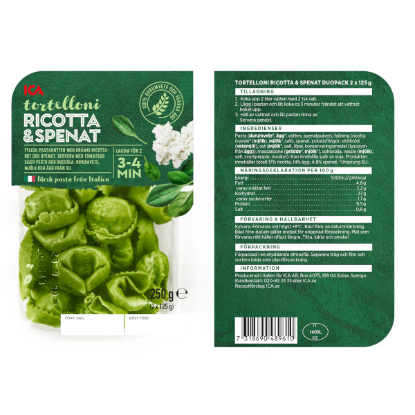 ICA Tortelloni Ricotta & Spenat