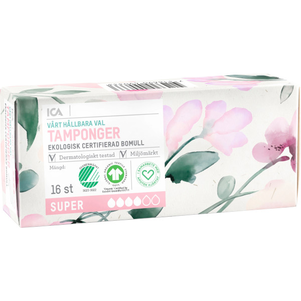 ICA Apotek Hjärtat Tamponger Super Ekologiska
