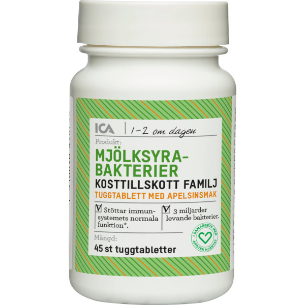 ICA Apotek Hjärtat Mjölksyrabakterier Familj Apelsinsmak