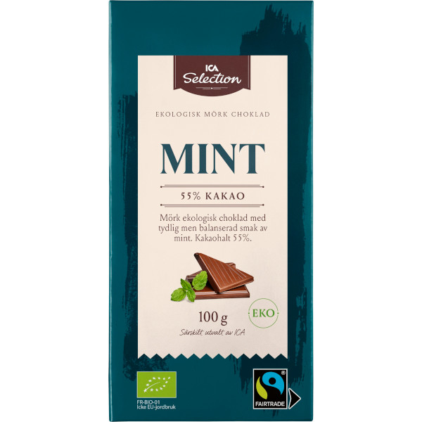 ICA Selection Mörk Choklad 55% Mint Eko