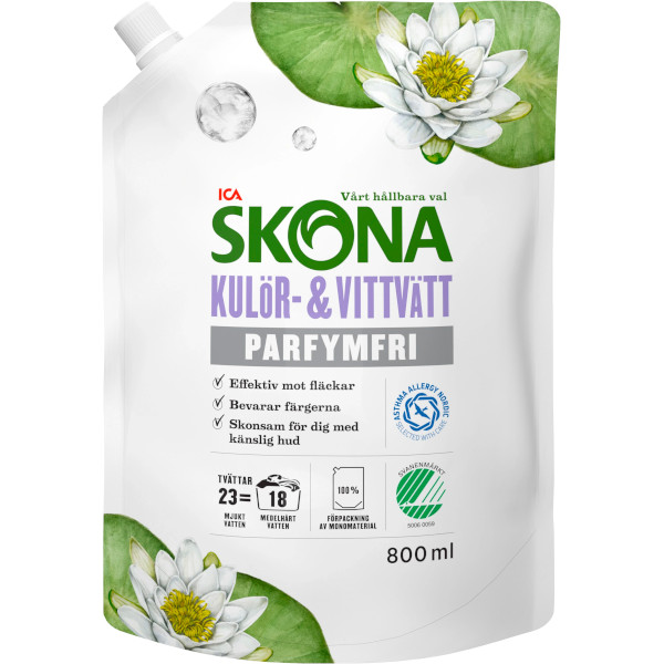 ICA Skona Kulör & Vittvätt Flytande Parfymfri