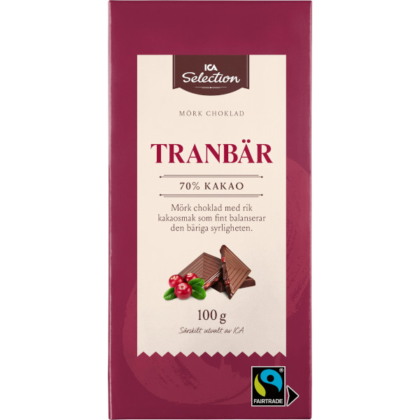 ICA Selection Mörk Choklad 70% Tranbär