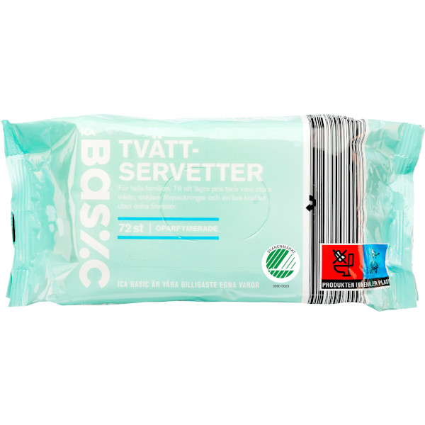 ICA Basic Tvättservetter Oparfymerade