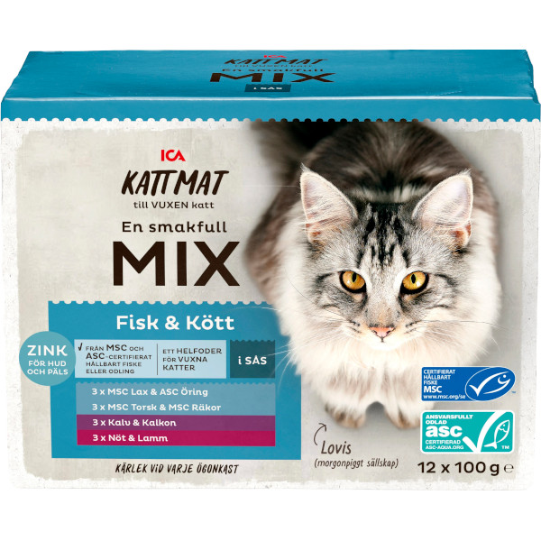 ICA Kattmat Mix Fisk & Kött Sås