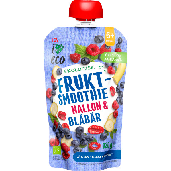 ICA I Love Eco Fruktsmoothie Hallon & Blåbär UTS Ekologisk