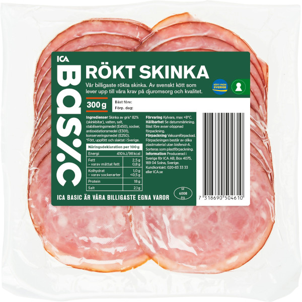 ICA Basic Skinka Rökt