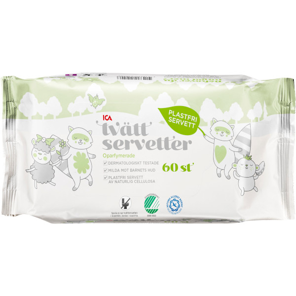 ICA Tvättservetter Oparfymerade