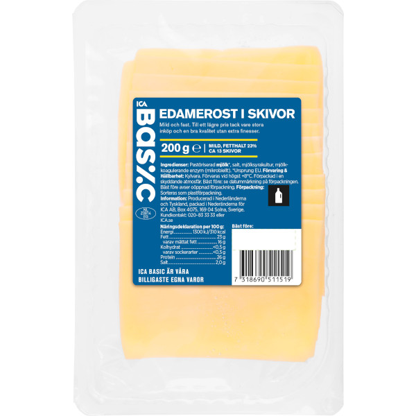 ICA Basic Edamerost Skivor