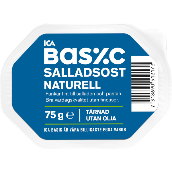 ICA Basic Salladsost Tärnad Naturell
