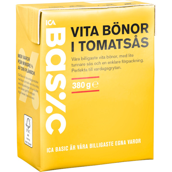 ICA Basic Vita Bönor Tomatsås