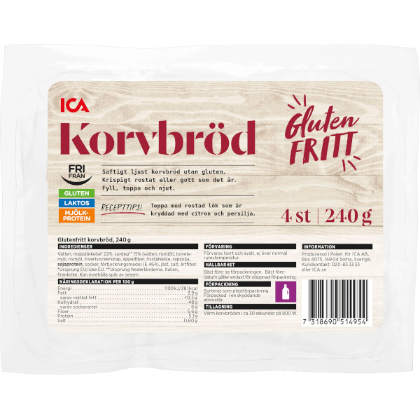 ICA Korvbröd Glutenfria