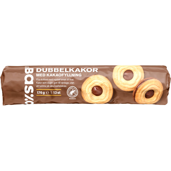 ICA Basic Dubbelkakor Kakaofyllning