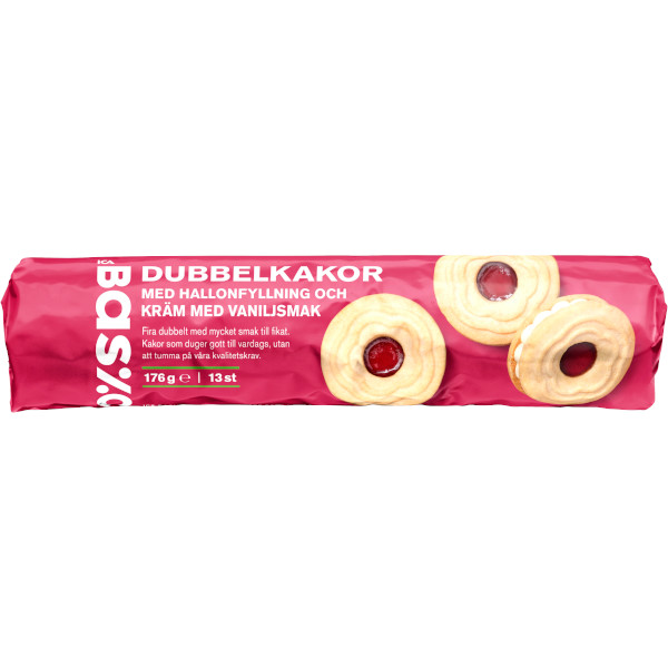 ICA Basic Dubbelkakor Hallon & Vanilj