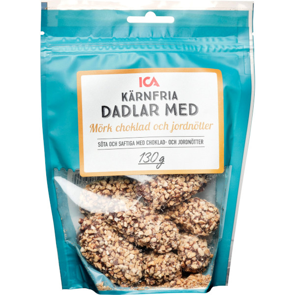 ICA Dadlar Kärnfria Mörk Choklad & Jordnötter