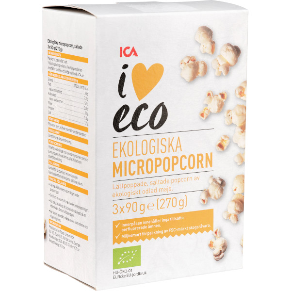 ICA I Love Eco Micropopcorn Ekologiska