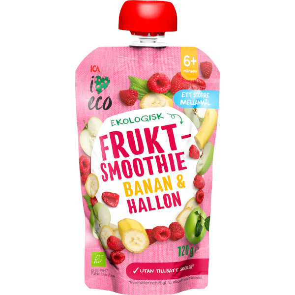 ICA I Love Eco Fruktsmoothie Banan & Hallon Ekologisk
