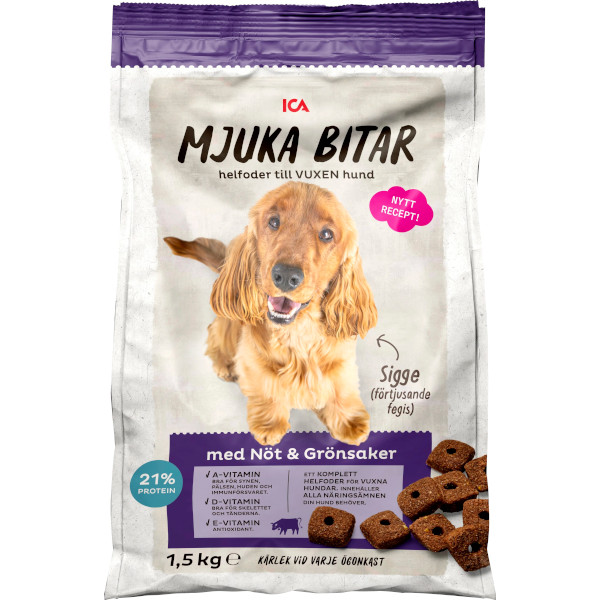 ICA Hundfoder Mjuka Bitar Nöt & Grönsaker