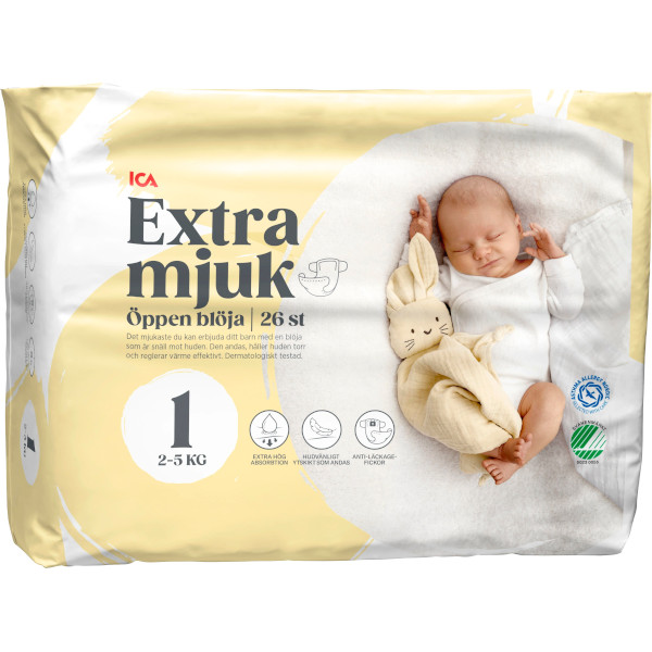 ICA Blöja Öppen Extra Mjuk 1 2-5kg