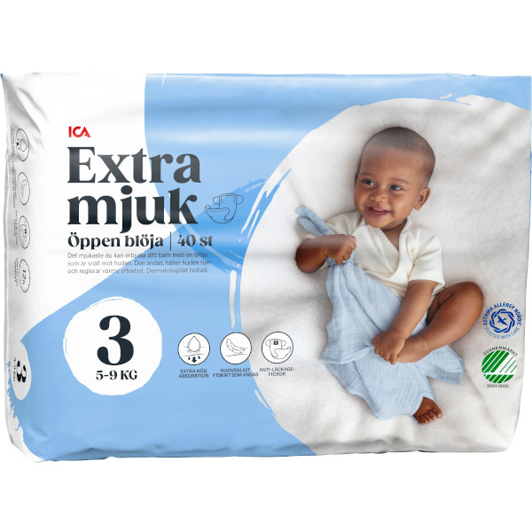 ICA Blöja Öppen Extra Mjuk 3 5-9kg