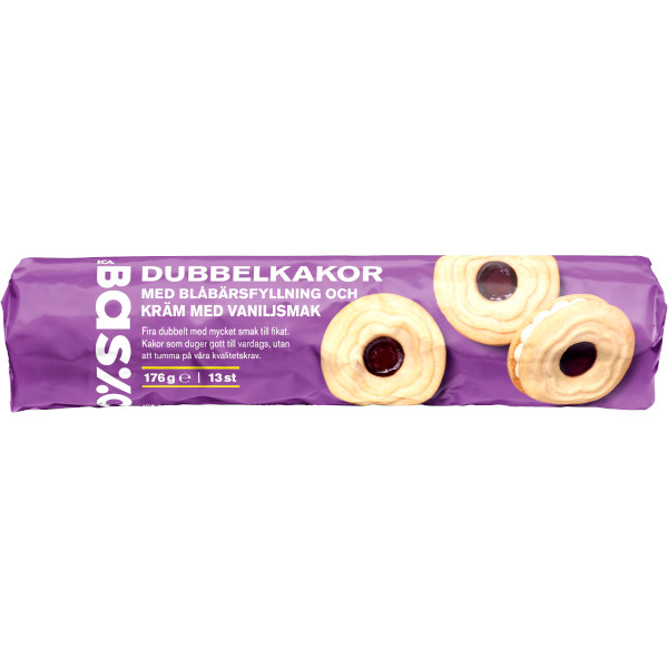 ICA Basic Dubbelkakor Blåbär/Vanilj