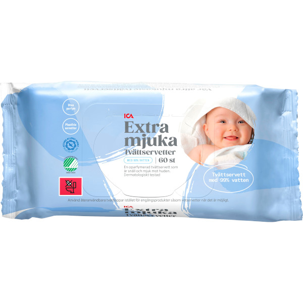 ICA Tvättservetter Extra Mjuka