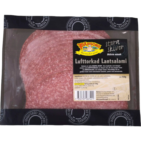 Pärsons Lantsalami Lufttorkad Stora Skivor
