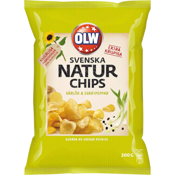 OLW Naturchips Vårlök & Svartpeppar