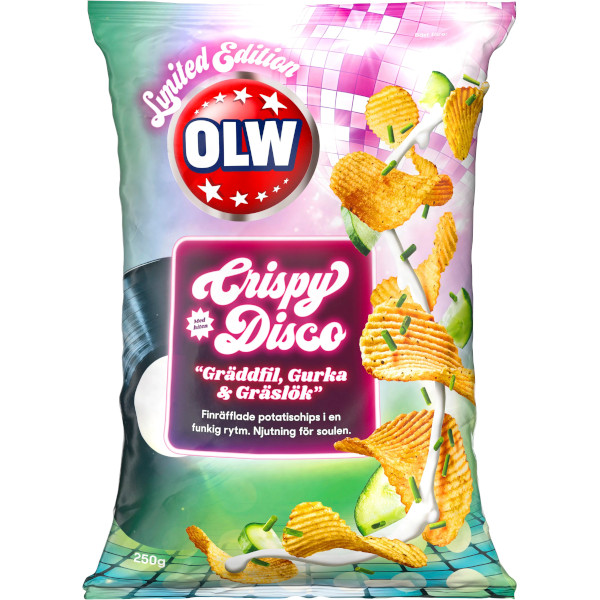 OLW Chips Crispy Disco Gräddfil/Gurka/Gräslök