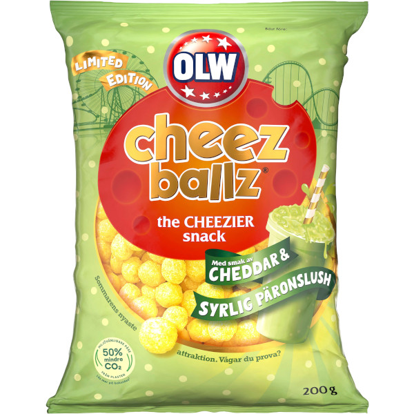 OLW Cheez Ballz Cheddar & Syrlig Päronslush