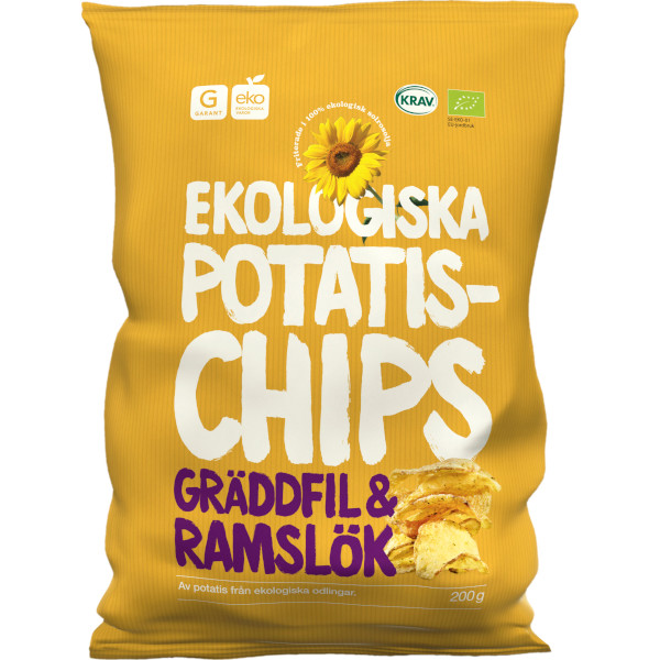 Garant Potatischips Gräddfil & Ramslök Ekologiska