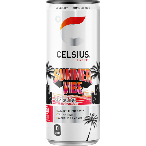 Celsius Energidryck Summer Vibe (Raspberry/Peach)