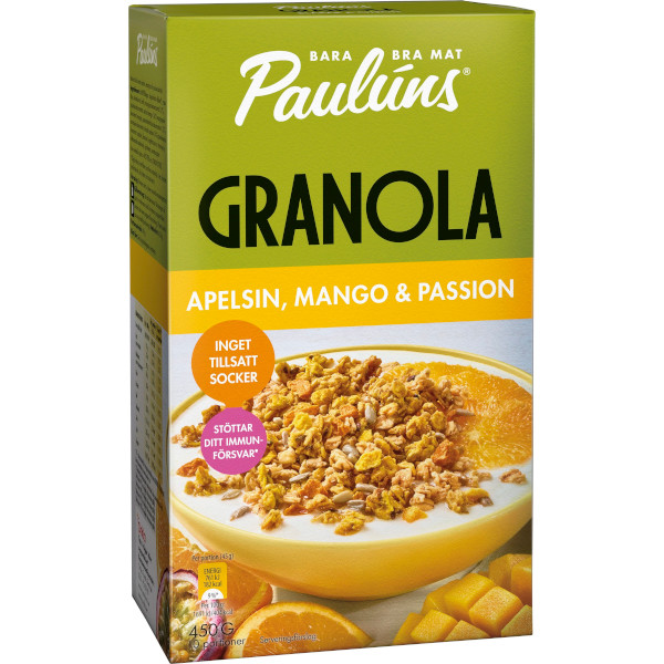 Paulúns Granola Apelsin/Mango/Passion