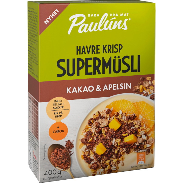 Paulúns Supermüsli Havre Krisp Kakao/Apelsin