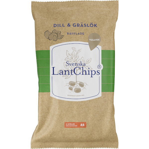 Svenska Lantchips Chips Dill & Gräslök Räfflade