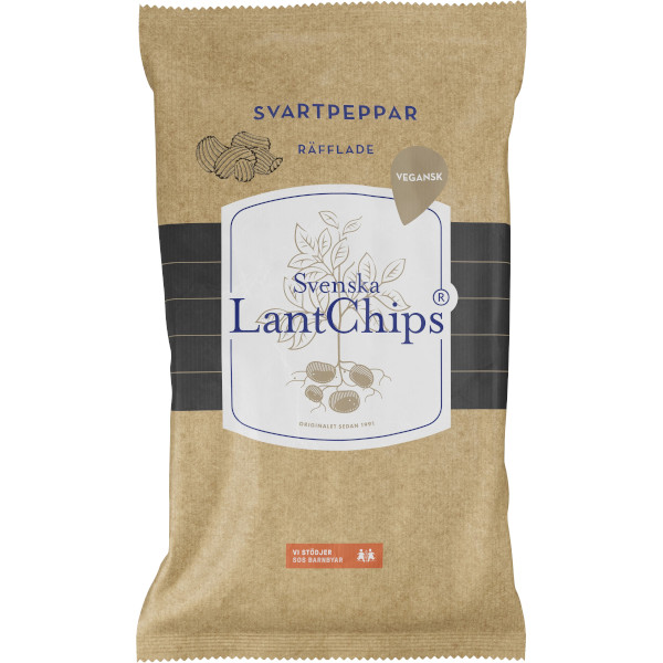 Svenska Lantchips Chips Svartpeppar Räfflade