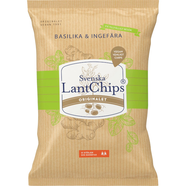 Svenska Lantchips Chips Basilika & Ingefära