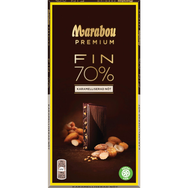 Marabou Chokladkaka Premium Fin 70% Karamelliserad Nöt