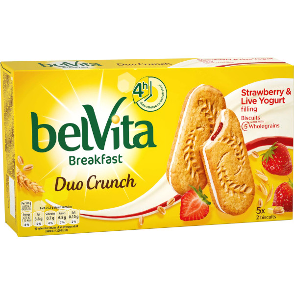 Belvita Kex Breakfast Duo Crunch Strawberry & Live Yogurt