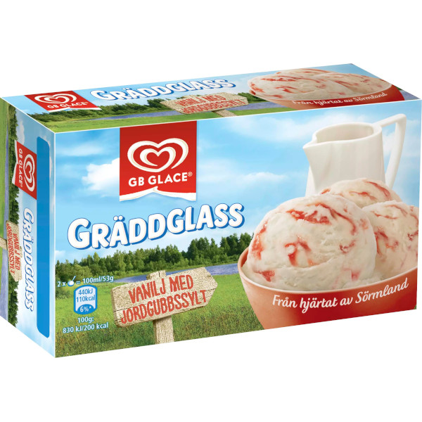 GB Glace Gräddglass Vanilj & Jordgubssylt